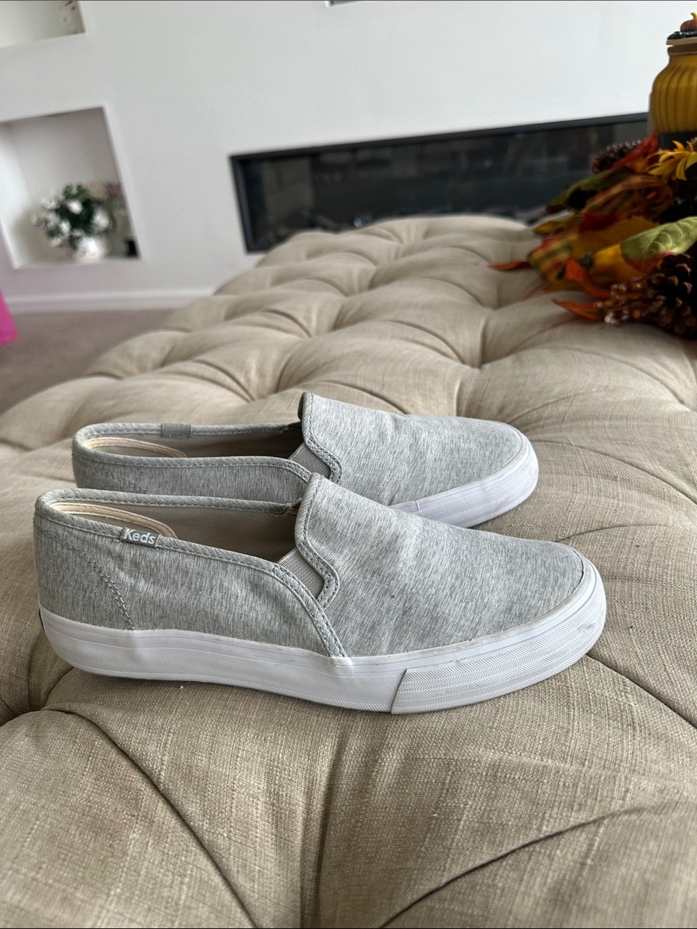 Keds Women's Slip-On Loafers in Heather Gray and White - Picture 6 of 11
